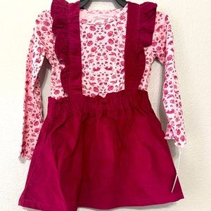 NWT Carters Girls Overall Dress With Pink Fox‎ Shirt Size 2T